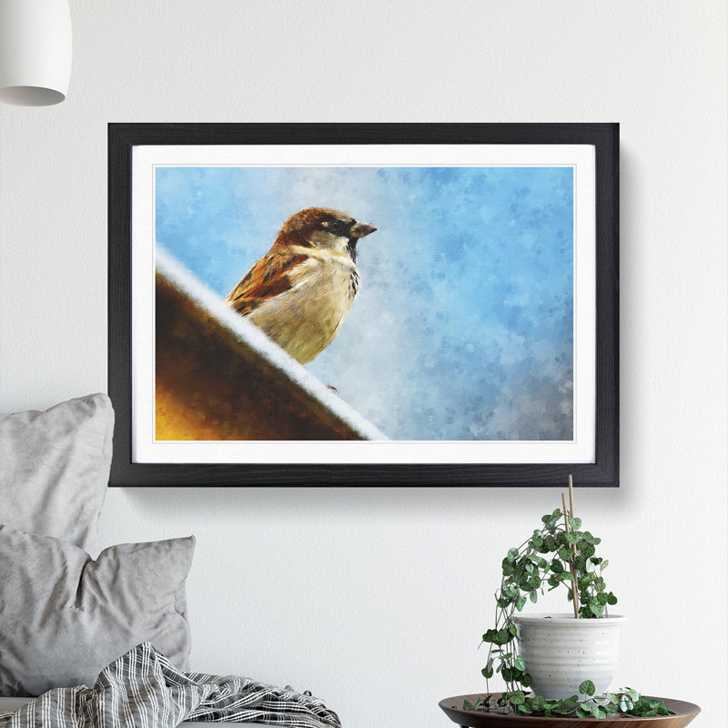 Sparrow Bird Vol.2 - Picture Frame Graphic Art, 48cm H x 65cm W x 2cm D, Black