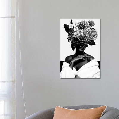 Woman With Flower II In Black And White by Danilo De Alexandria - Wrapped Canvas Gallery-Wrapped Canvas Giclée