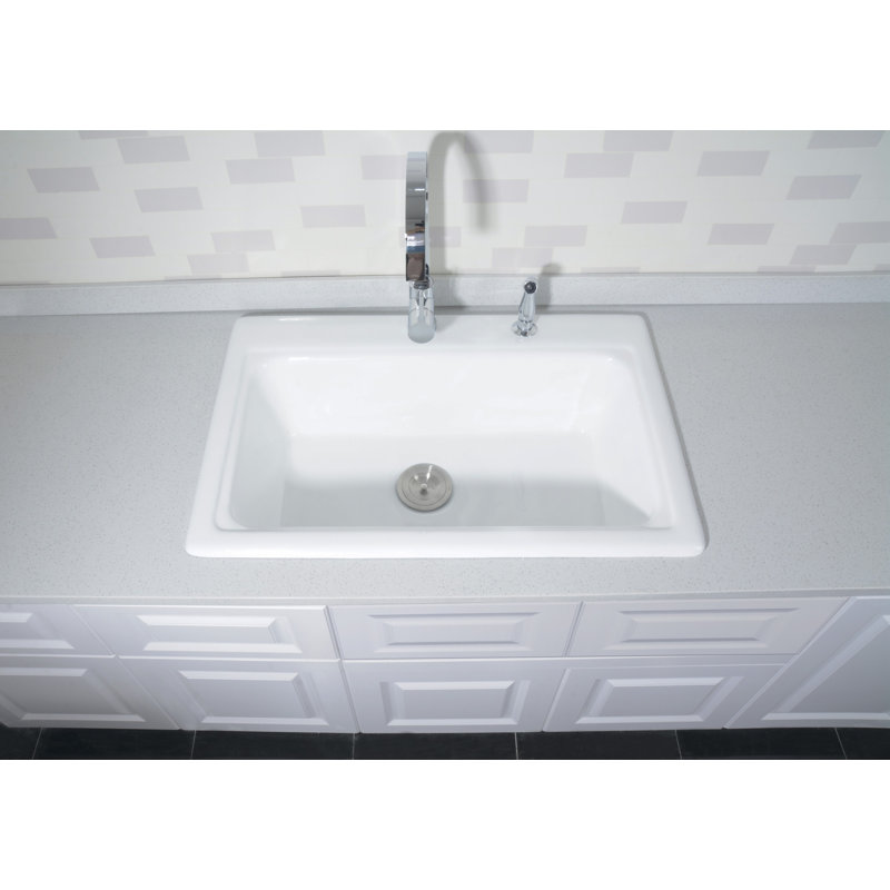 Kingston Brass Towne 33-Inch Cast Iron Self-Rimming Single Bowl Drop-In Kitchen Sink, 2 Holes