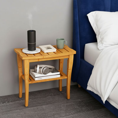 Tabouret de douche en bambou imperméable avec support de rangement, tabouret de bain spa pour les douches intérieures, adapté aux adultes et aux personnes âgées, à l'intérieur comme à l'extérieur, de couleur naturelle.