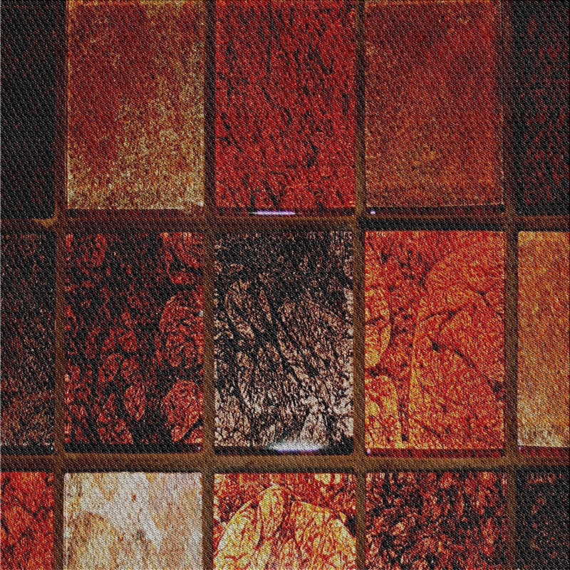 Tapis rouge à motif géométrique, Carré 6 pi