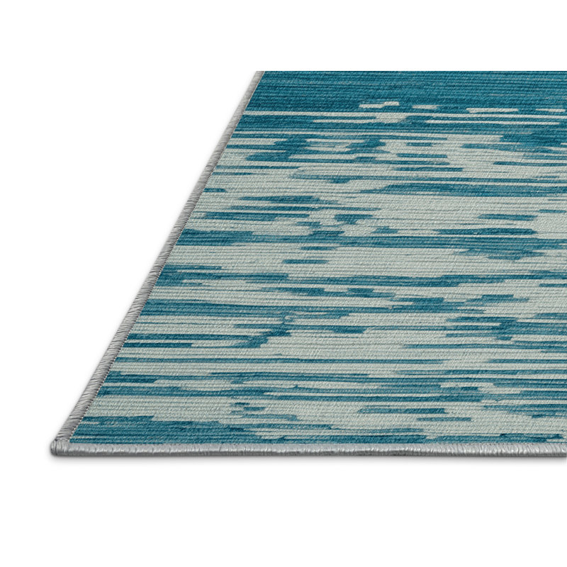 Washable Ocean Depth Gradient Coastal Area Rug, Square 5'