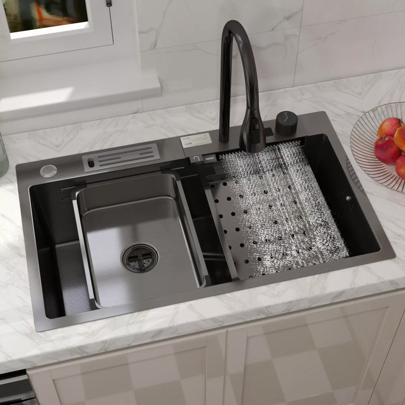 30" Drop In  Kitchen Sink with Multifunction Faucet and Digital Display