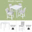 Ensemble 5 pièces de table de salle à manger et de chaises à hauteur de comptoir. Carré avec bordure en cristal. Arrangement en bois massif blanc. Ornement. Créée