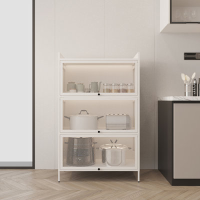 Armoire de rangement pour garde-manger avec portes et portes rétractables, armoires sur pieds