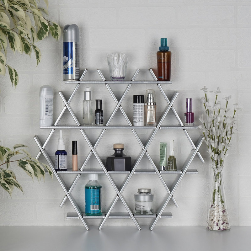 Aaliyha 4 Piece Hexagon Accent Shelf, 20.47" H x 18.9" W x 2.76" D, Silver