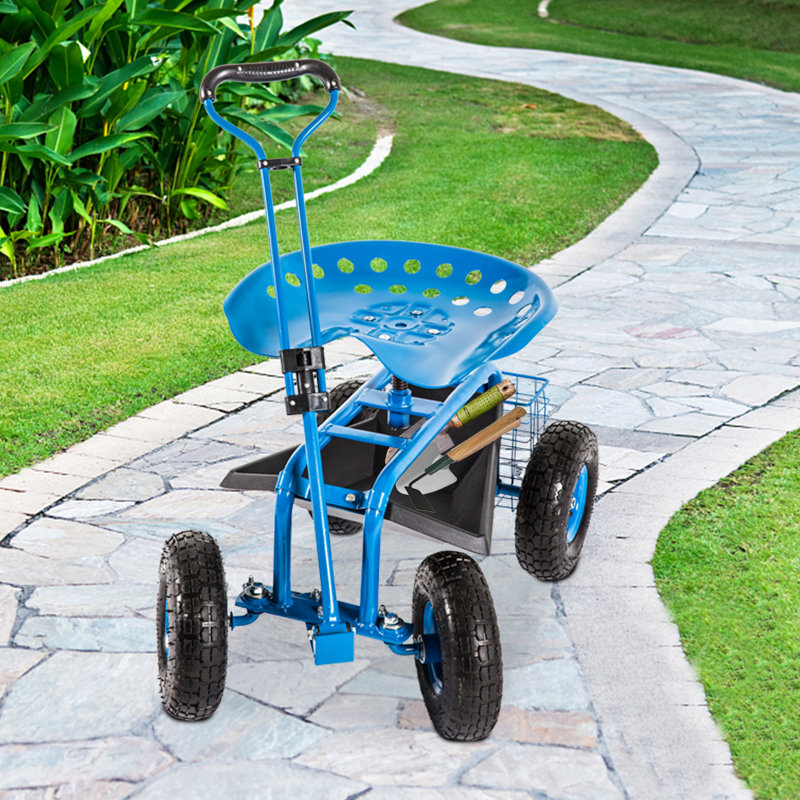 22'' H x 32.3'' W Utility Cart with Wheels, Blue
