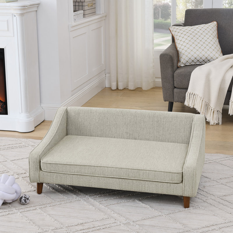Lit rectangulaire pour chien, canapé-lit pour chien, H 16 po x l 38 po x P 22 po, Beige