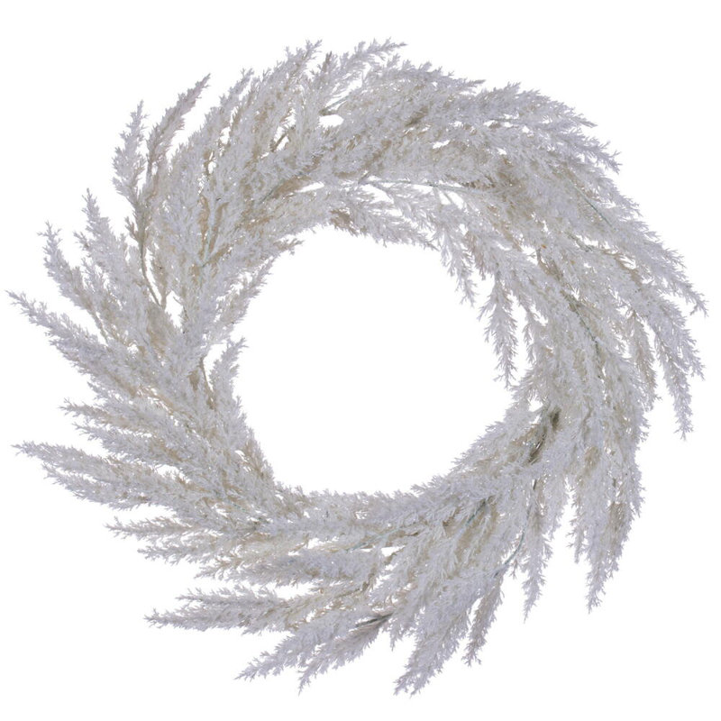 Vickerman 24" UnLit Artificial Pampas Grass Wreath., White