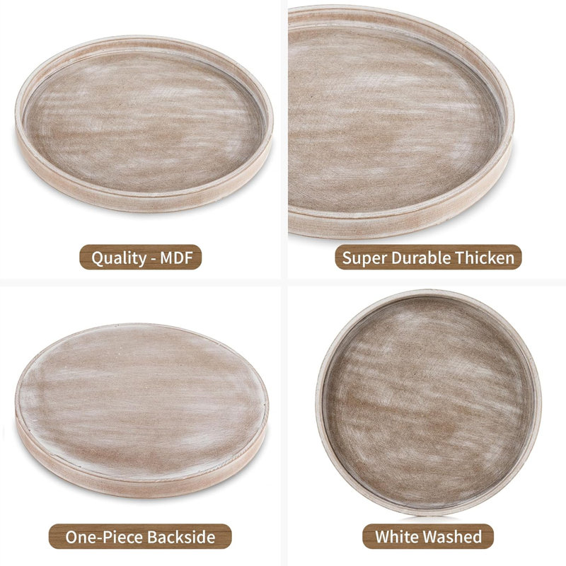 Whitewash Wood Candle Plate