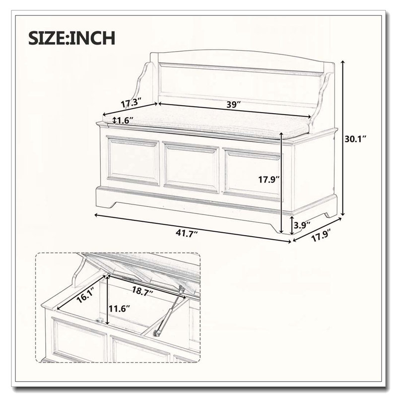 Retro Storage Bench with Soft-Close Lid and 2 Interior Compartments, White