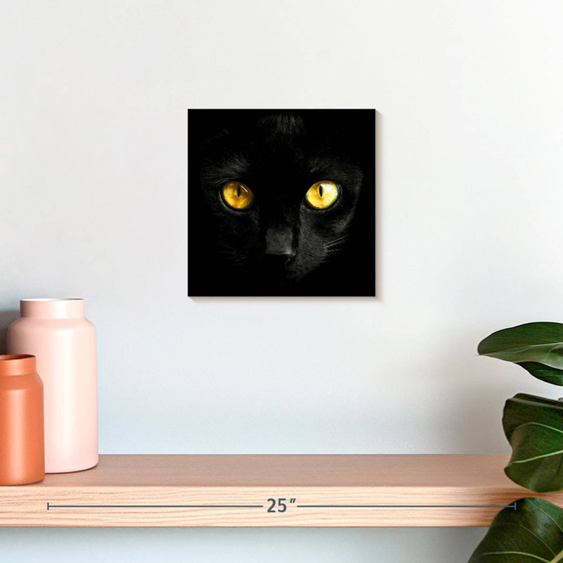 Chat noir aux yeux jaunes Brampt, H 10 po x l 10 po