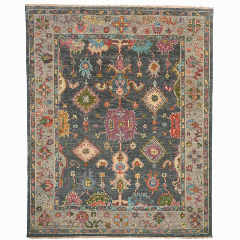 Lacalvin Hand Knotted Wool Oriental Indoor Rug, Rectangle 5' x 8'