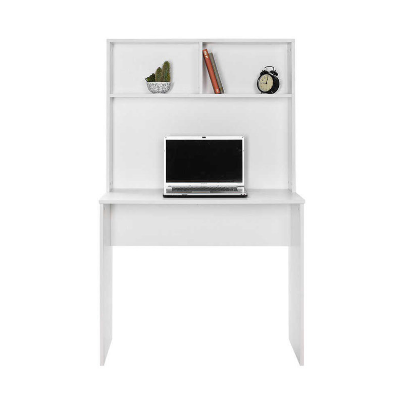 Bureau d'étude moderne, blanc | 100% panneau de particules enduit de mélamine, épaisseur: 0,6 pouce | Conception élégante pour les bureaux à domicile et les espaces d'étude, finition durable et élégante
