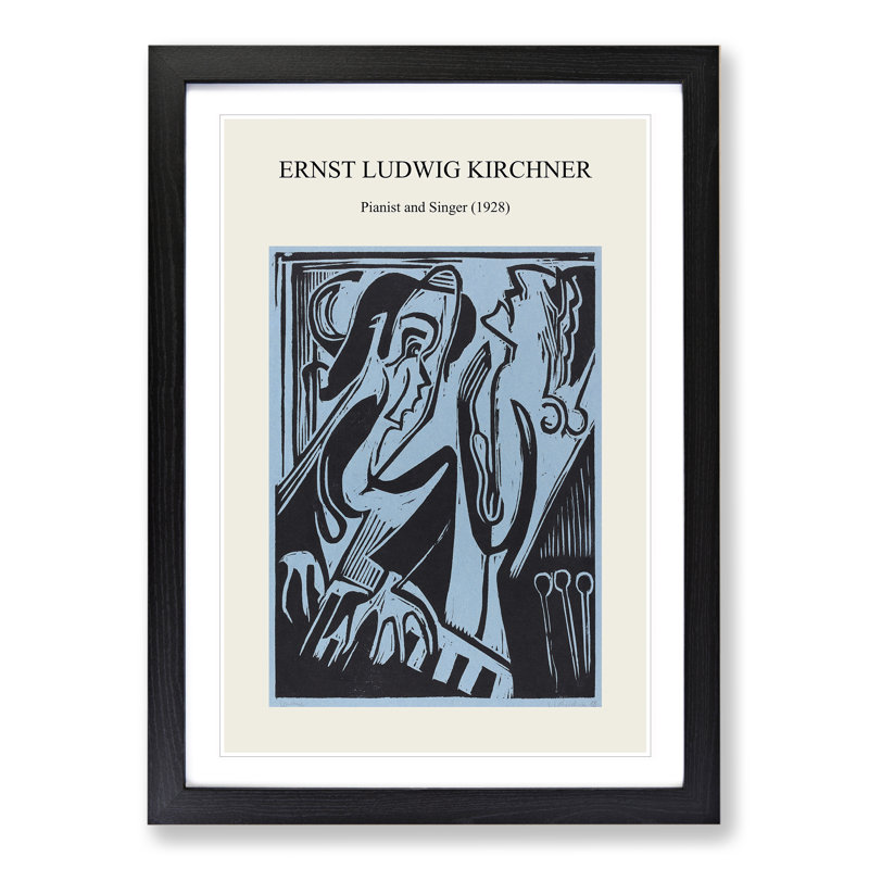 Pianist and Singer by Ernst Ludwig Kirchner - Picture Frame Painting, 65cm H x 48cm W x 2cm D, Black