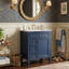 Meuble-lavabo 24 po Modern French Atelier avec comptoir en céramique, meuble-lavabo simple avec tiroir basculant, 2 tiroirs coulissants et armoire de rangement avec organisateur de porte, pieds en bois massif (disponible en noir, blanc, bleu et vert)-129521235