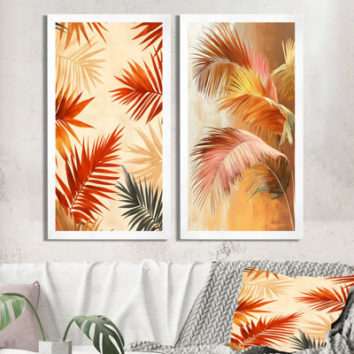 «Terracotta Palm Vibes - Tropical Botanical Leaves», art mural sur toile 2 pièces