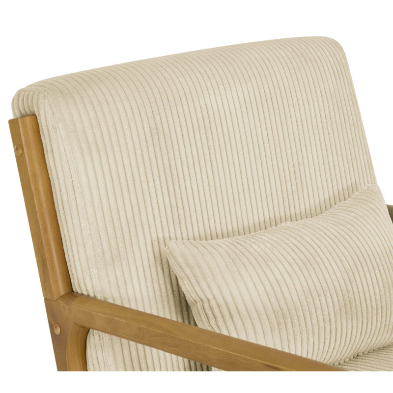 Fauteuil rembourré en velours côtelé Corduroy, Beige, Naturel