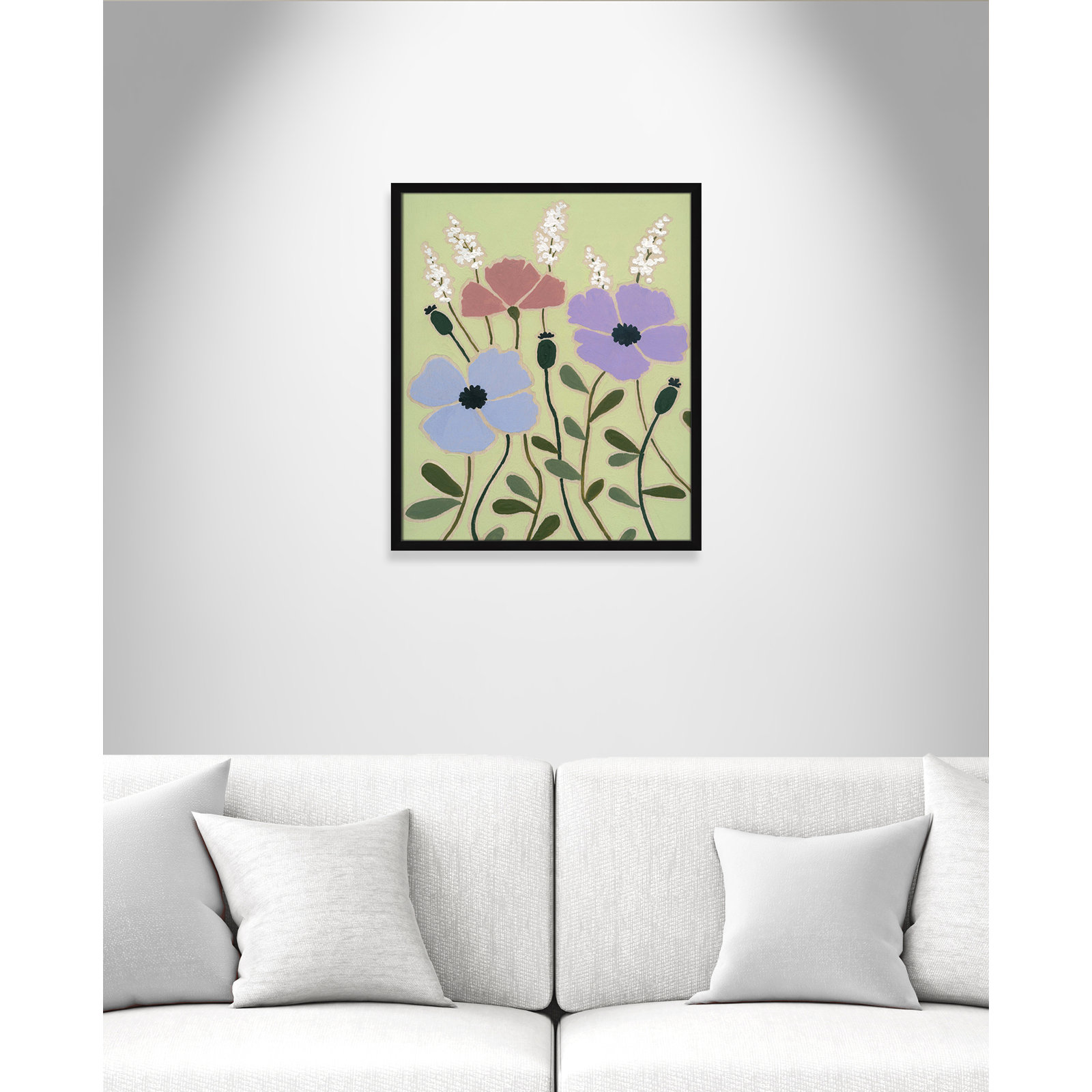 Maura "Woodblock Floral III" Print, Satin Black Framed, 25.5" H x 21.5" W x 1.25" D