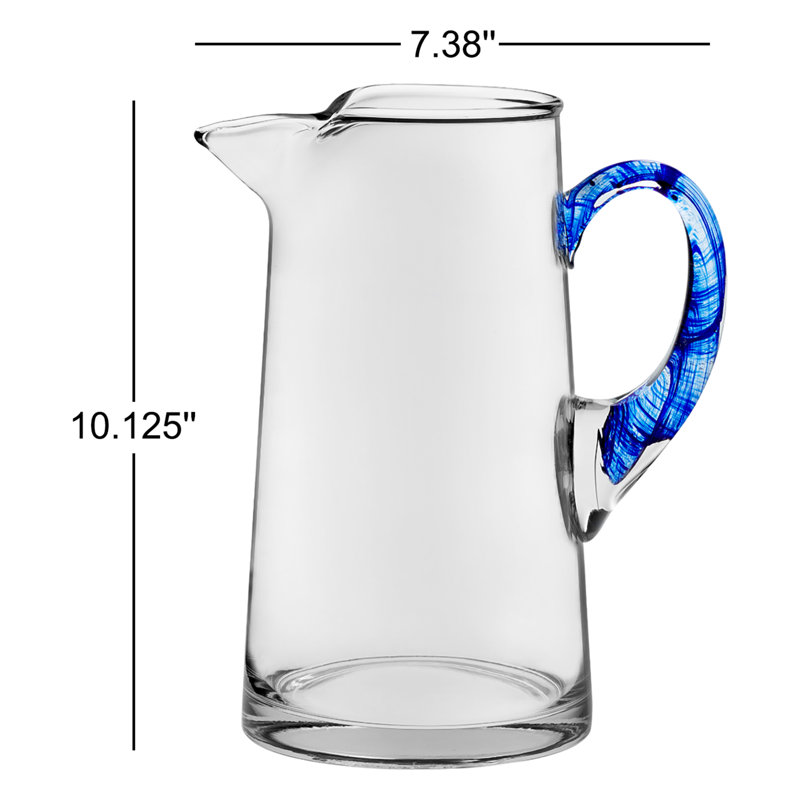 Libbey Cabos Blue-Handled Glass Pitcher, 90-ounce