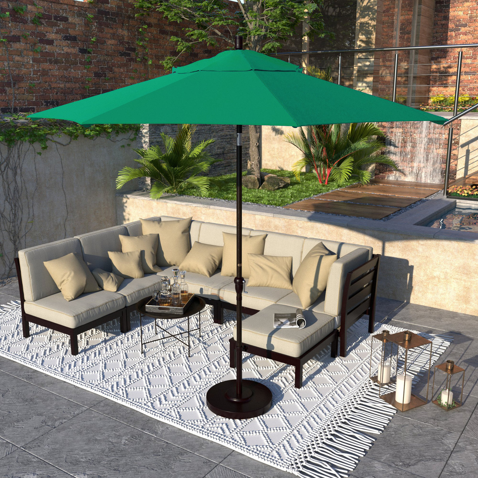 Camry 9' Sunbrella® Market Umbrella, Spectrum Aztec Sunbrella® Plainweave