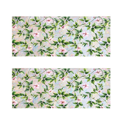 2 Sheets Window Privacy Film, Floral Decorative Window Sticker, 15.7"X39.4"