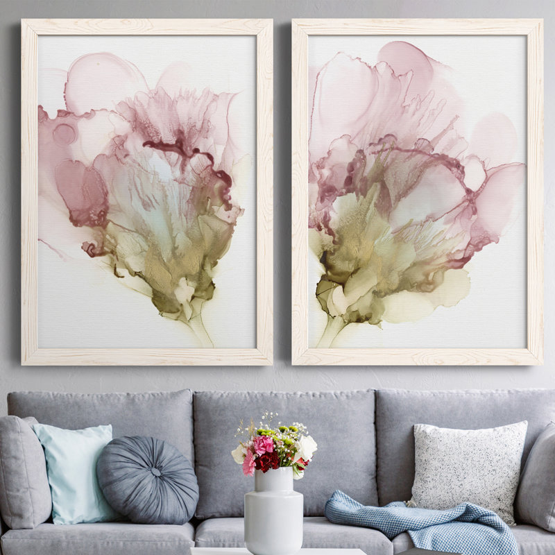 Floraison rose I, toile encadrée de qualité supérieure - prête à être accrochée, H 20 po x l 34 po x P 1,5 po