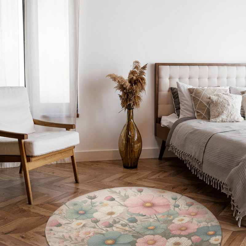 Tapis tressé Floral Wonderland, Rond 5 pi