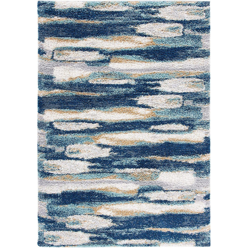 Araya Abstract Navy/Ivory Area Rug, Rectangle 9' x 12'