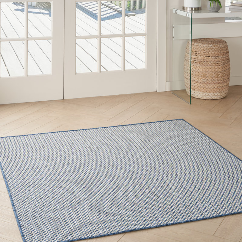 Gabriela Blue/Ivory Indoor/Outdoor Area Rug, Square 4'