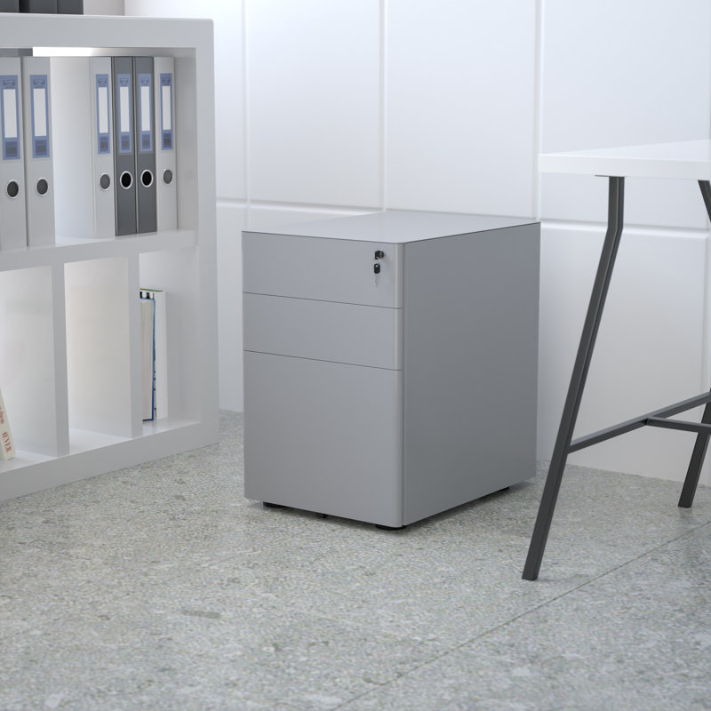 Stephana 3-Drawer Locking Mobile Vertical Filing Cabinet, Gray