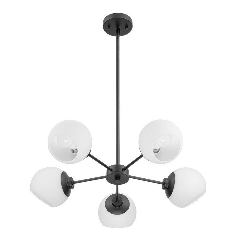 Lustre 5 lumières Stoll noir mat avec verre opale Stoll