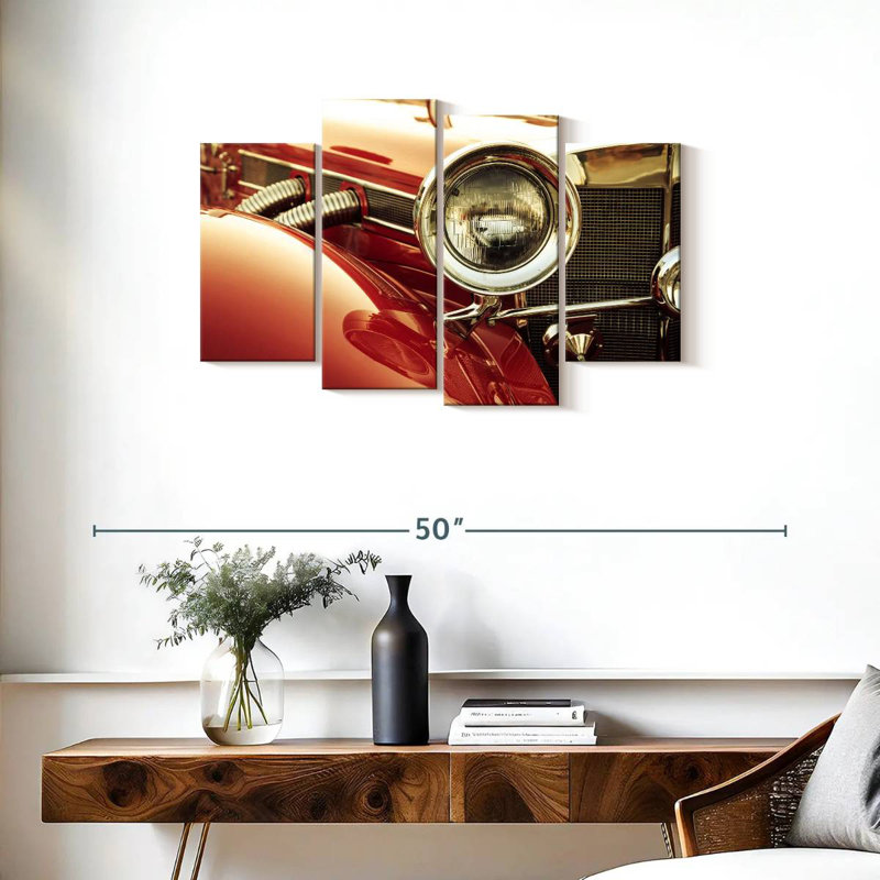 Mehar Classy Red Retro Car, 22'' H x 36'' W