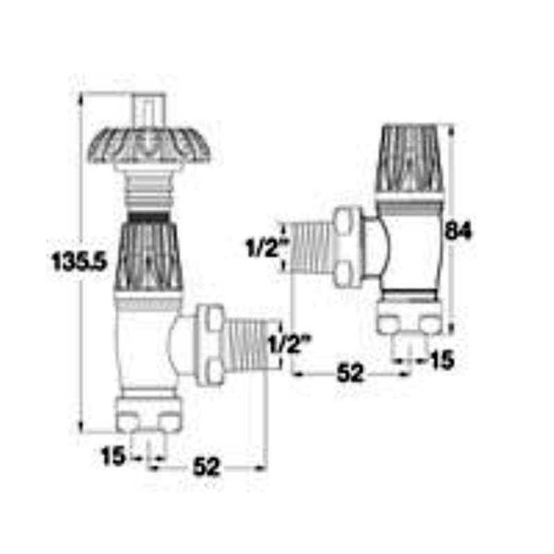 2 Piece Thermostatic Radiator Valve Set, Satin Nickel