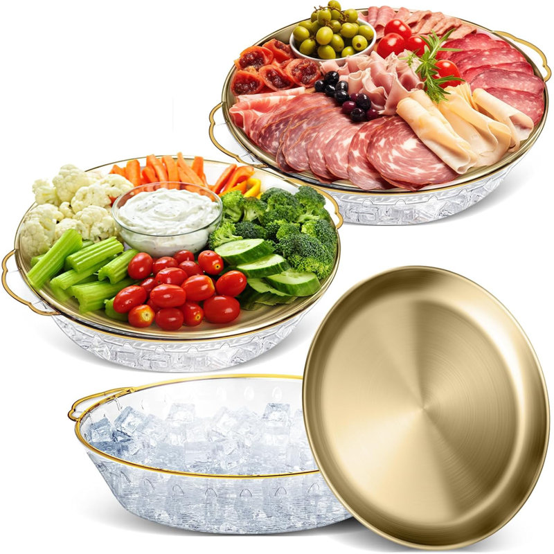 Ensemble de 3 plateaux de service réfrigérés de 11,8 po pour les fêtes avec compartiments