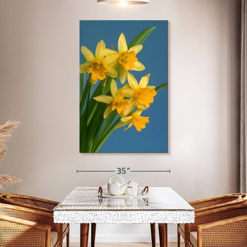 Harnek Yellow Daffodils On Blue, 51" H x 34" W