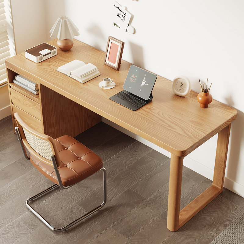 Bureau rectangulaire en bois massif avec 3 tiroirs Burlywood