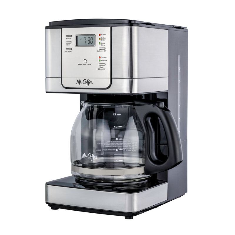 Mr. Coffee® 12-Cup Programmable Coffee Maker with Strong Brew Selector, Stainless Steel