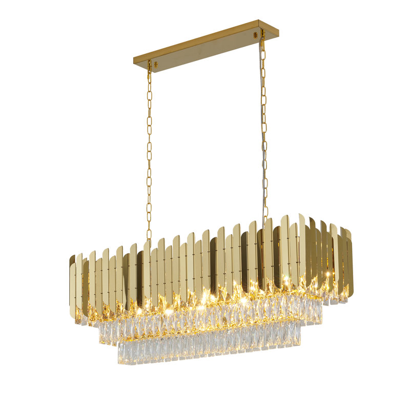 Lustre en cristal 12 lumières Modern , Or