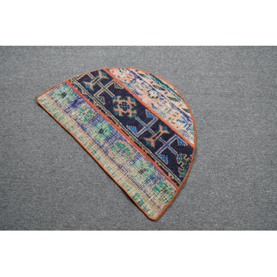 Handmade Blue Wool Turkish Rug Ideal for Small Spaces and As a Gift