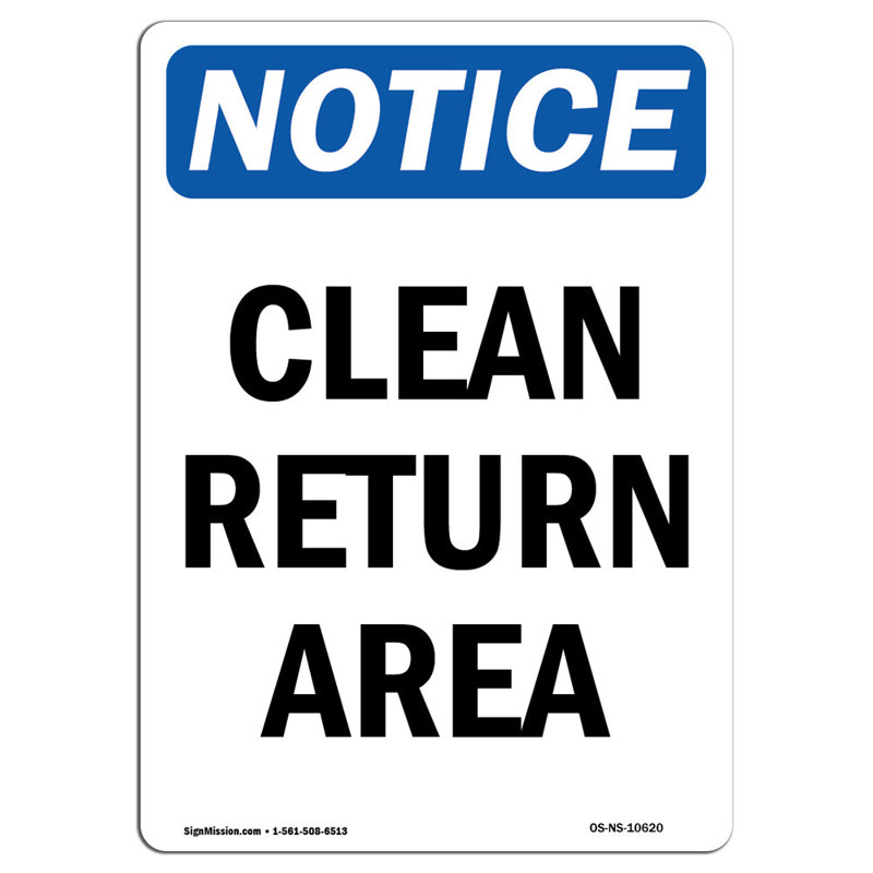 Clean Return Area Aluminum Sign 12 x 18