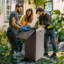 Poubelle extérieure en résine imperméable de 30 gallons avec couvercle, adaptée aux patios, terrasses et arrière-cours-95857283
