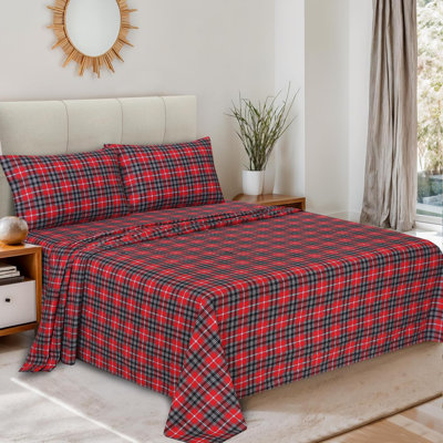 Ensemble de draps en flanelle 100% coton, 4 pièces, draps d'automne chauds et douillets de 16 po