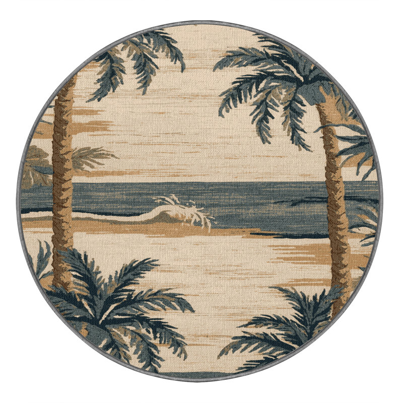  Tapis bord de mer lavable, Rond 8 pi