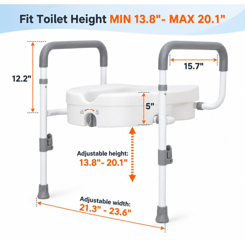 Raised Toilet Seat with Handles for Seniors
