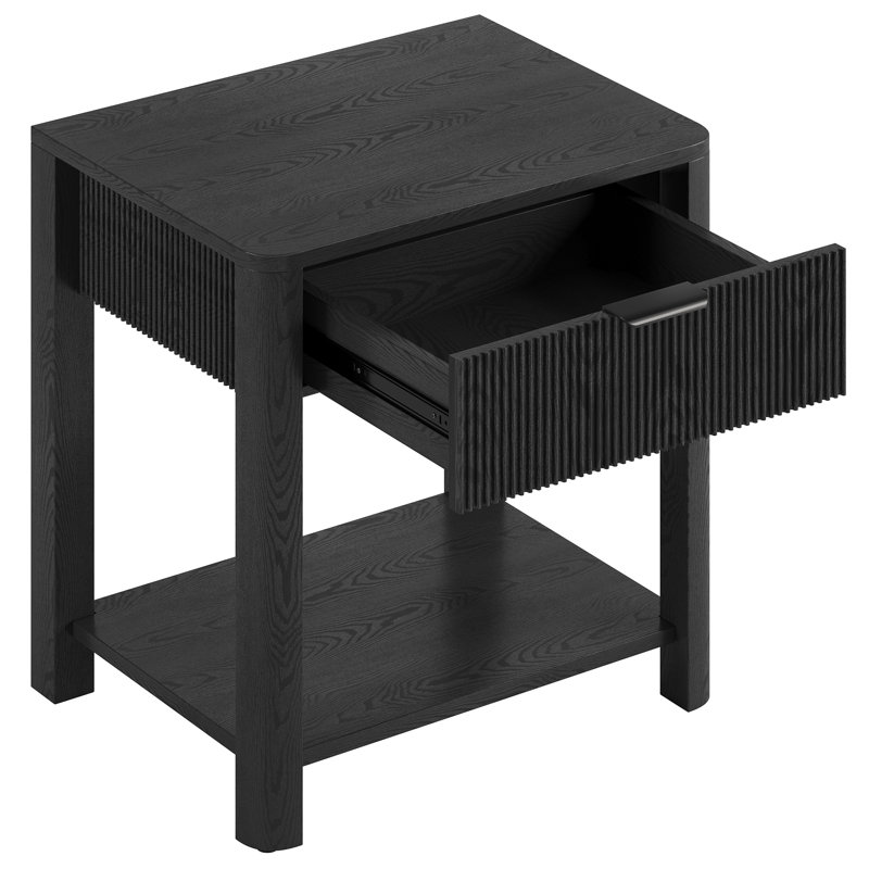 Table de chevet rectangulaire Pomona, Grain noir