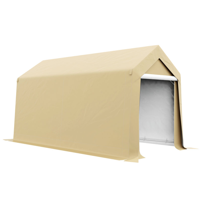 7 ft. W x 12 ft. D Metal Lean-to Storage Shed, Beige