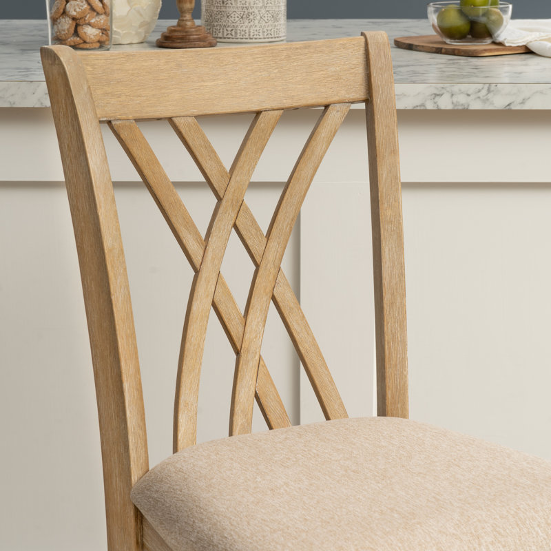 Asherton Upholstered Counter Stools, Beige Polyester/Tan Frame