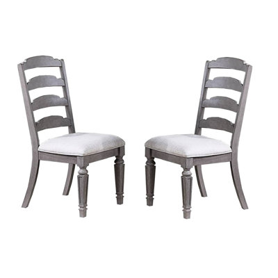 Grey Dining Chairs (2pc) - Modern Back Design, Foam Seat, Frame Contemporary (2pc ) Style With Fabric Covered Seat And Plywood