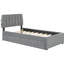 Lit plateforme gris avec lit gigogne gris - Structure en panneau de particules et revêtement en gris-452072386-452072387